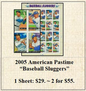 2005 American Pastime  “Baseball Sluggers” Stamp Sheet