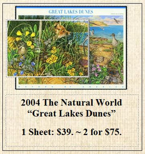 2004 The Natural World “Great Lakes Dunes” Stamp Sheet