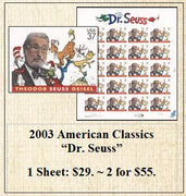 2003 American Classics “Dr. Seuss” Stamp Sheet
