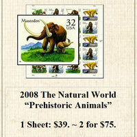 2008 The Natural World “Prehistoric Animals” Stamp Sheet