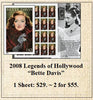 2008 Legends of Hollywood “Bette Davis” Stamp Sheet