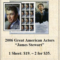 2006 Great American Actors “James Stewart” Stamp Sheet