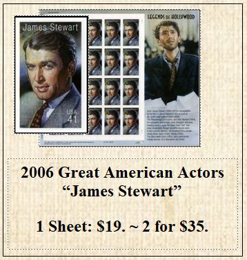 2006 Great American Actors “James Stewart” Stamp Sheet