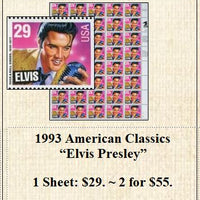1993 American Classics “Elvis Presley” Stamp Sheet
