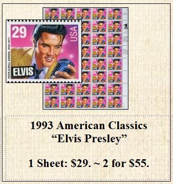 1993 American Classics “Elvis Presley” Stamp Sheet