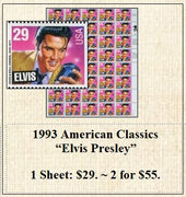 1993 American Classics “Elvis Presley” Stamp Sheet