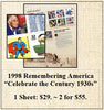 1998 Remembering America “Celebrate the Century 1930s” Stamp Sheet