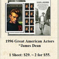 1996 Great American Actors “James Dean" Stamp Sheet