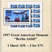 1997 Great American Moment “Berlin Airlift” Stamp Sheet