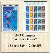 1993 Olympics “Winter Games” Stamp Sheet