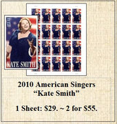 2010 American Singers “Kate Smith” Stamp Sheet