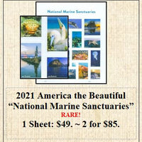 2021 America the Beautiful “National Marine Sanctuaries” RARE! Stamp Sheet