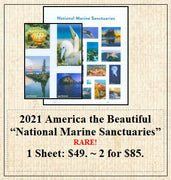 2021 America the Beautiful “National Marine Sanctuaries” RARE! Stamp Sheet