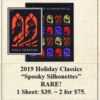 2019 Holiday Classics “Spooky Silhouettes” RARE! Stamp Sheet