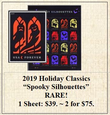 2019 Holiday Classics “Spooky Silhouettes” RARE! Stamp Sheet