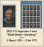 2023 US Supreme Court “Ruth Bader Ginsburg” Rare! Stamp Sheet