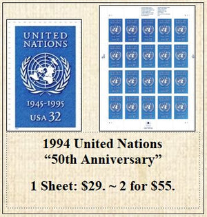 1994 United Nations “50th Anniversary” Stamp Sheet