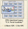 1994 American Legacy “U.S. Naval Academy” Stamp Sheet