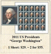 2011 US Presidents “George Washington” Stamp Sheet