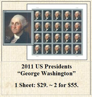 2011 US Presidents “George Washington” Stamp Sheet