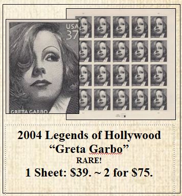 2004 Legends of Hollywood “Greta Garbo” RARE! Stamp Sheet