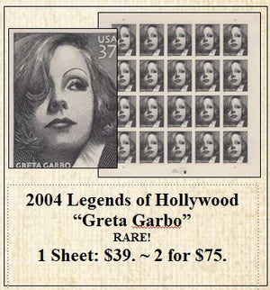 2004 Legends of Hollywood “Greta Garbo” RARE! Stamp Sheet