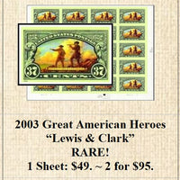 2003 Great American Heroes “Lewis & Clark” RARE! Stamp Sheet