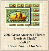 2003 Great American Heroes “Lewis & Clark” RARE! Stamp Sheet