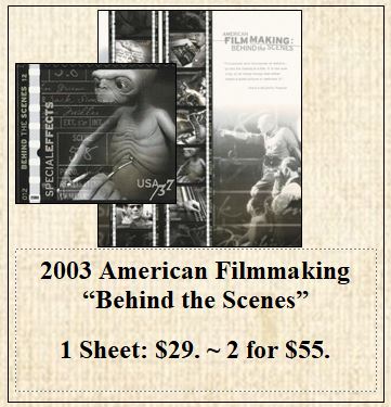 2003 American Filmmaking “Behind the Scenes” Stamp Sheet