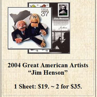2004 Great American Artists “Jim Henson” Stamp Sheet