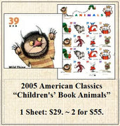 2005 American Classics “Children's’ Book Animals” Stamp Sheet