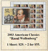 2003 American Classics “Raoul Wallenberg” Stamp Sheet