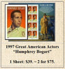 1997 Great American Actors “Humphrey Bogart” Stamp Sheet