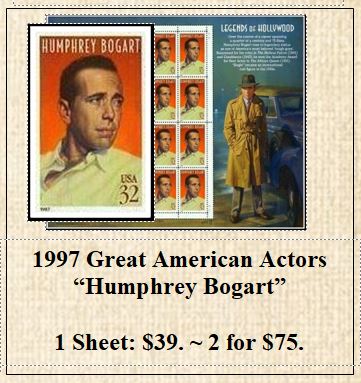 1997 Great American Actors “Humphrey Bogart” Stamp Sheet