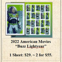 2022 American Movies “Buzz Lightyear” Stamp Sheet