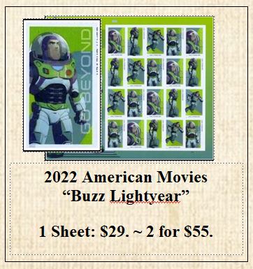2022 American Movies “Buzz Lightyear” Stamp Sheet