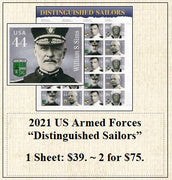 2021 US Armed Forces “Distinguished Sailors” Stamp Sheet