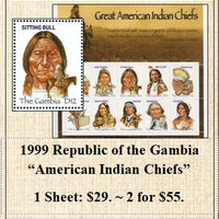 1999 Republic of the Gambia “American Indian Chiefs” Stamp Sheet