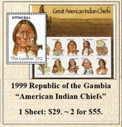 1999 Republic of the Gambia “American Indian Chiefs” Stamp Sheet