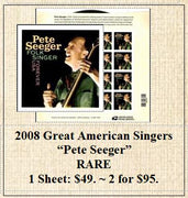 2008 Great American Singers “Pete Seeger” RARE Stamp Sheet