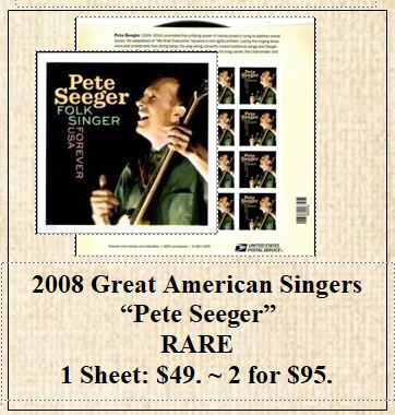 2008 Great American Singers “Pete Seeger” RARE Stamp Sheet