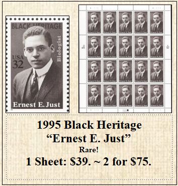 1995 Black Heritage “Ernest E. Just” Rare! Stamp Sheet