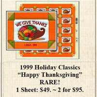 1999 Holiday Classics “Happy Thanksgiving” RARE! Stamp Sheet