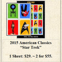 2015 American Classics “Star Trek” Stamp Sheet