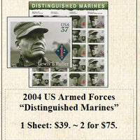 2004 US Armed Forces “Distinguished Marines” Stamp Sheet