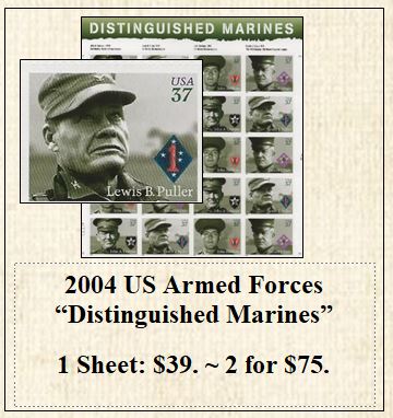 2004 US Armed Forces “Distinguished Marines” Stamp Sheet
