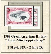 1998 Great American History “Trans-Mississippi Stamp” Stamp Sheet