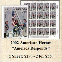 2002 American Heroes  “America Responds” Stamp Sheet