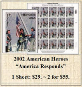 2002 American Heroes  “America Responds” Stamp Sheet