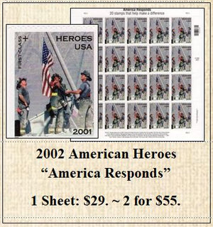 2002 American Heroes  “America Responds” Stamp Sheet